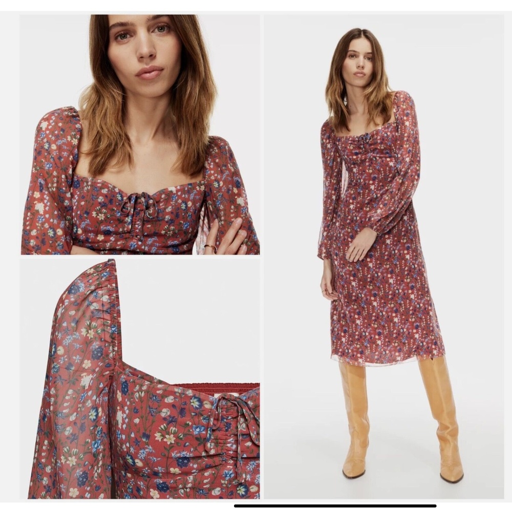 Aritzia Wilfred Jacqueline Dress in Wrm Sna Rd/Subtle Mint